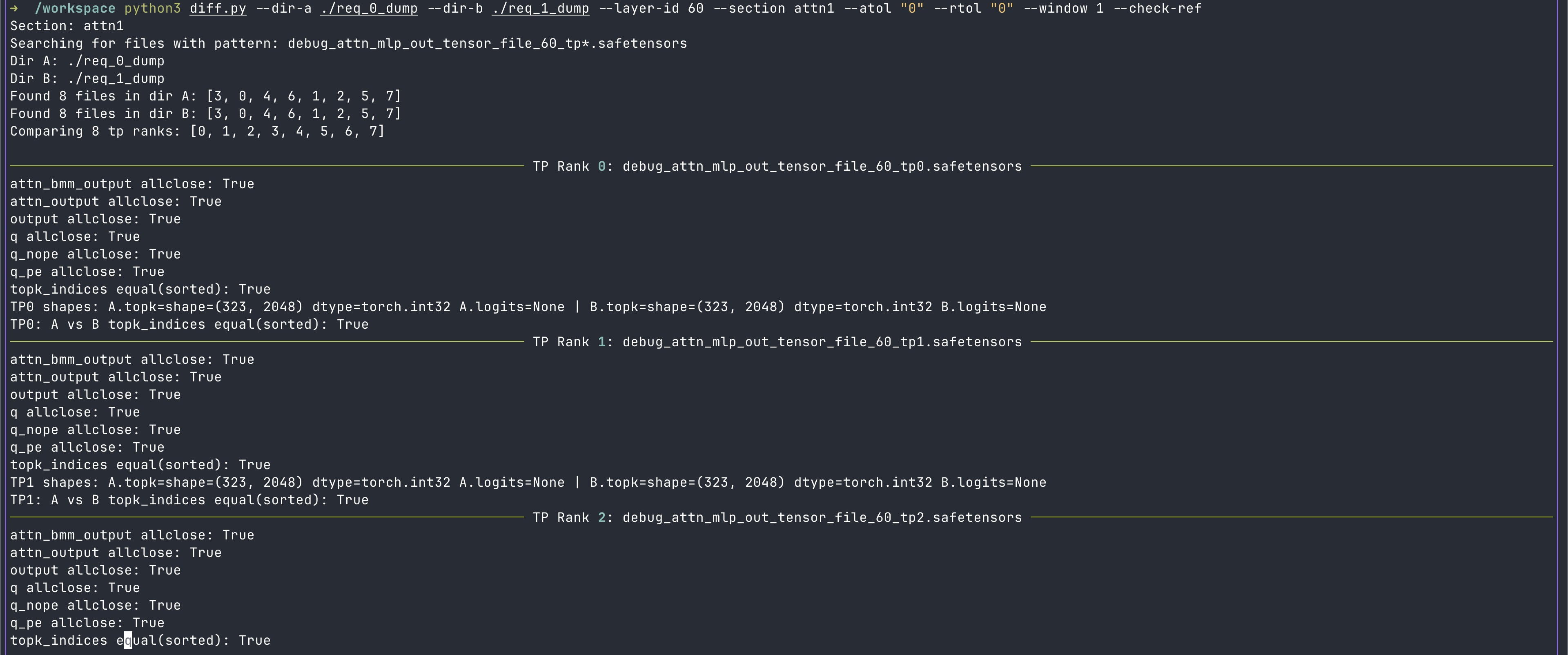 第 61 层的输出对比